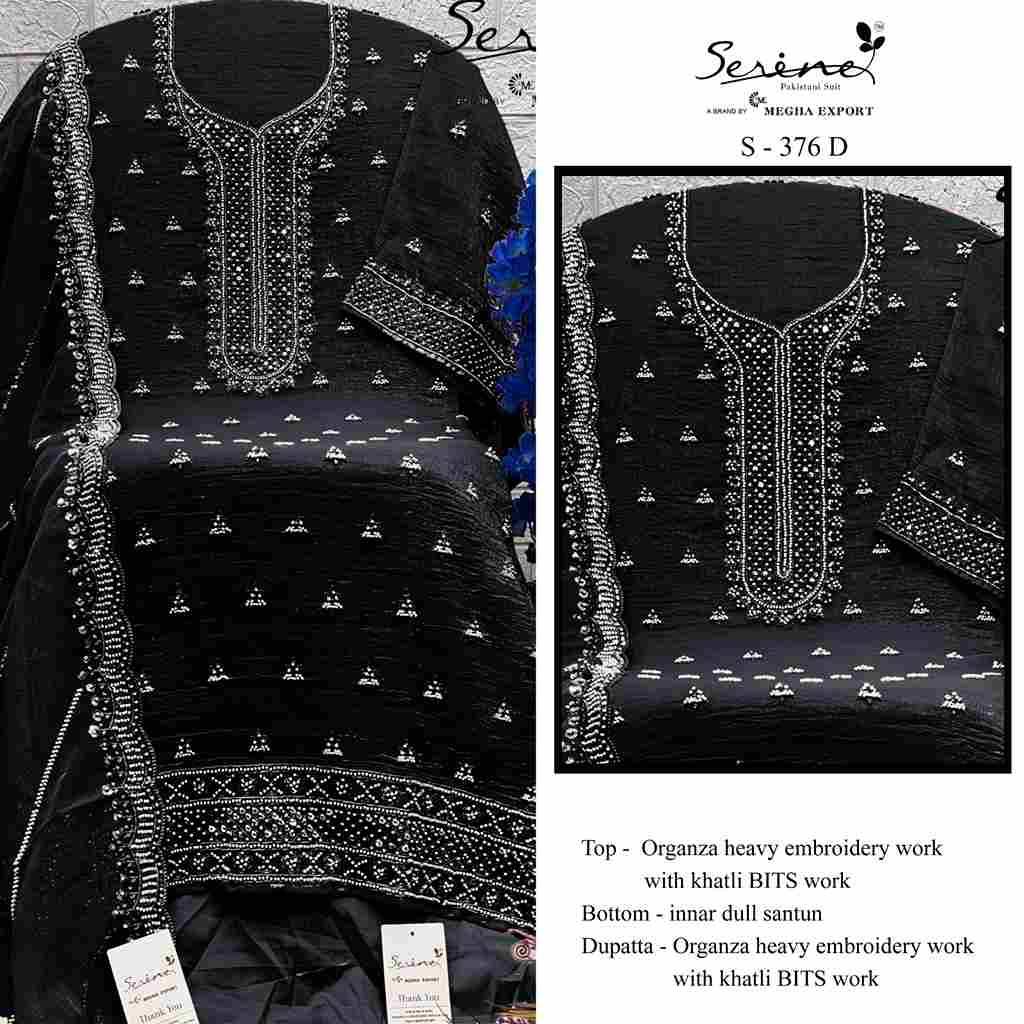 Serene Hit Design S-376 Colours By Serene S-376-A To S-376-D Series Designer Pakistani Suits Beautiful Fancy Colorful Stylish Party Wear & Occasional Wear Organza Embroidered Dresses At Wholesale Price