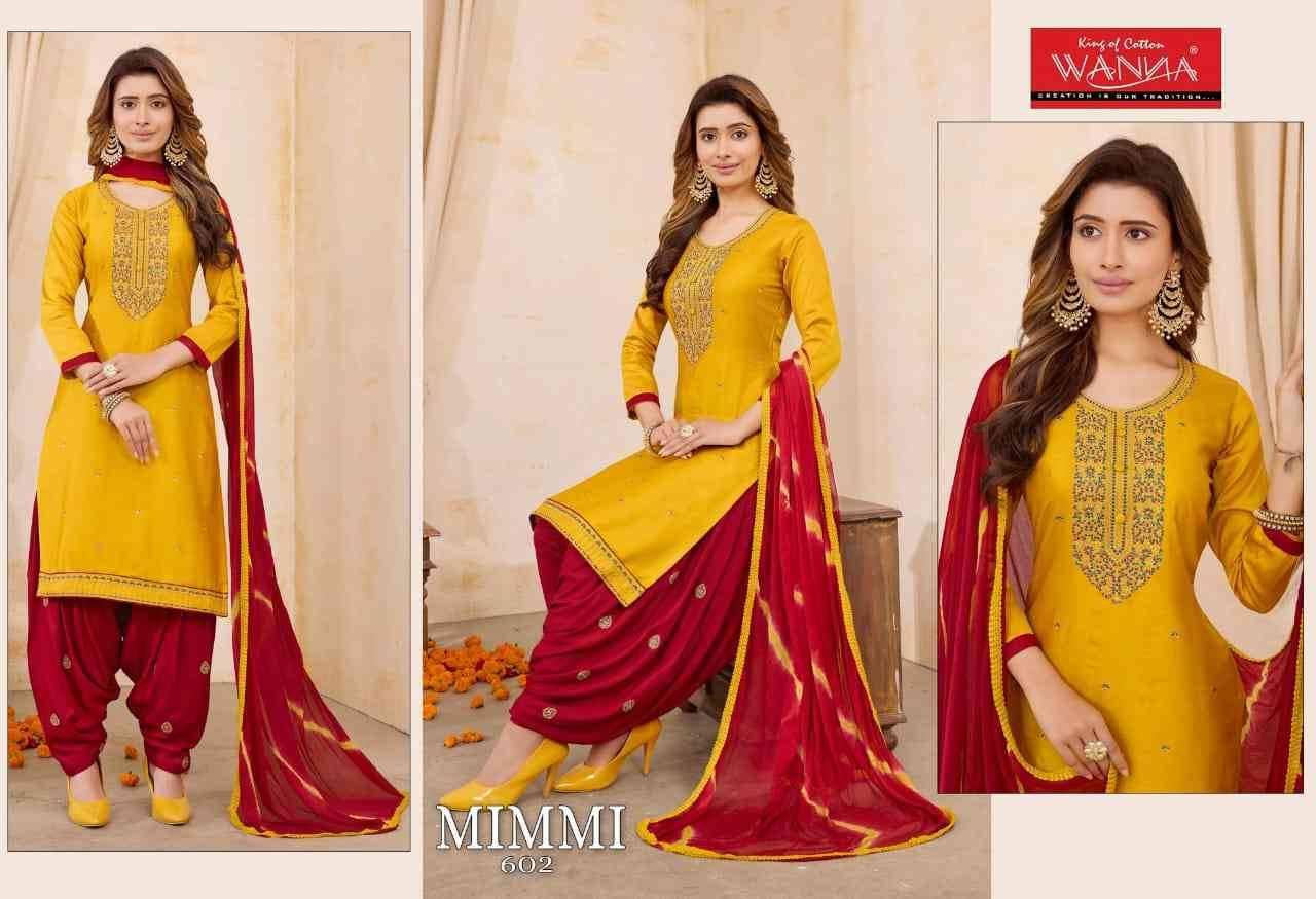 Mimmi By Wanna 601 To 605 Series Festive Suits Beautiful Fancy Colorful Stylish Party Wear & Occasional Wear Jam Satin Dresses At Wholesale Price