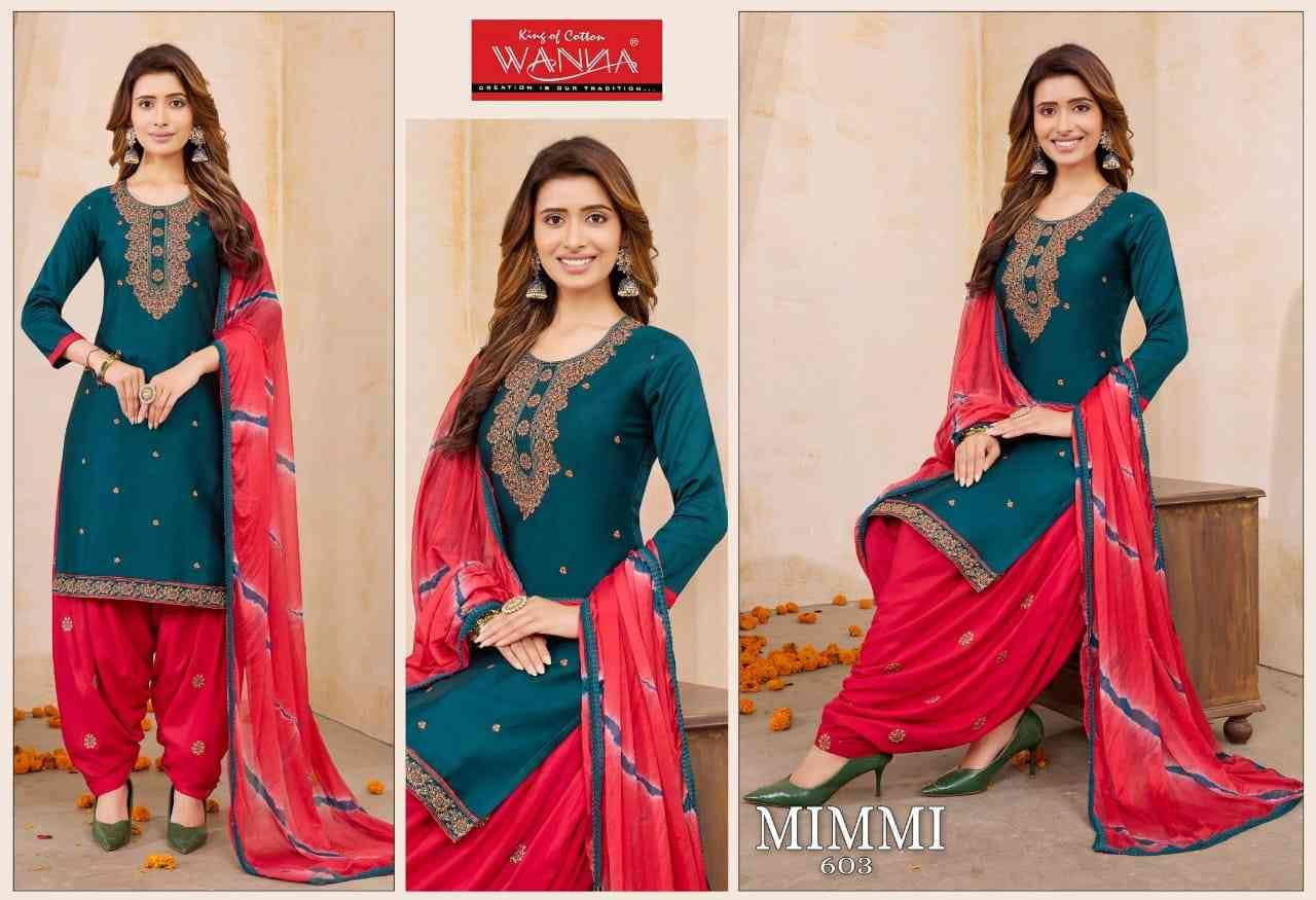 Mimmi By Wanna 601 To 605 Series Festive Suits Beautiful Fancy Colorful Stylish Party Wear & Occasional Wear Jam Satin Dresses At Wholesale Price