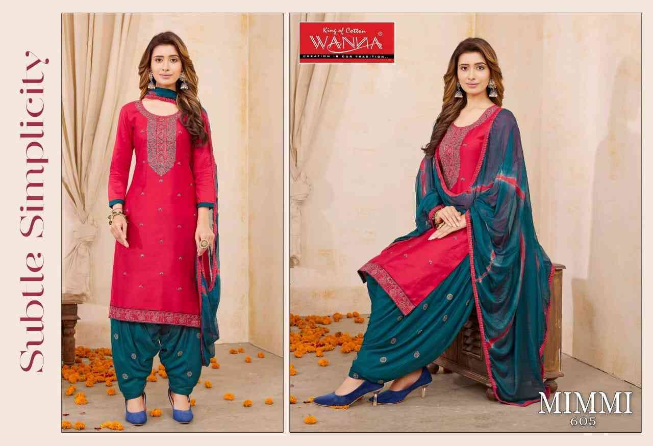 Mimmi By Wanna 601 To 605 Series Festive Suits Beautiful Fancy Colorful Stylish Party Wear & Occasional Wear Jam Satin Dresses At Wholesale Price