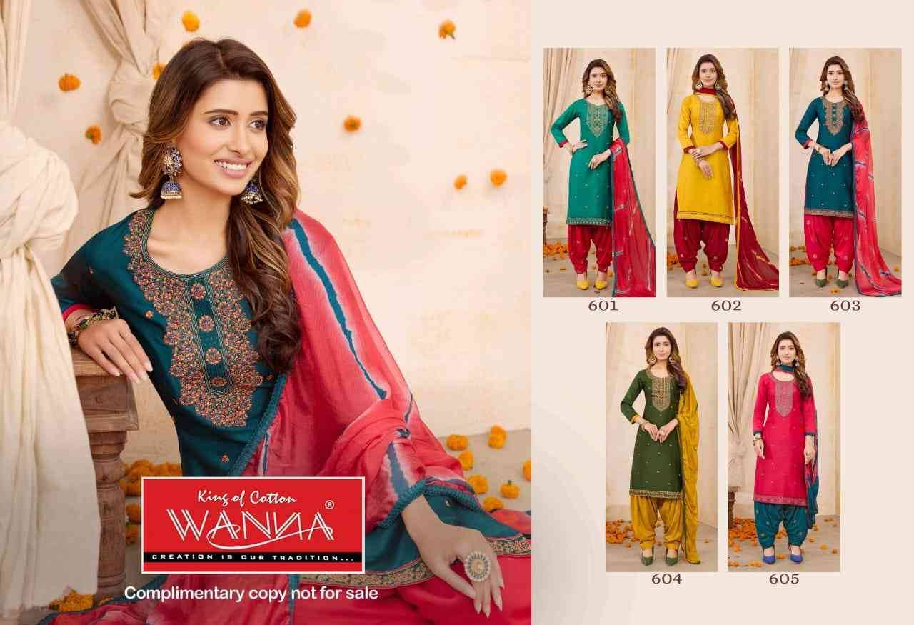 Mimmi By Wanna 601 To 605 Series Festive Suits Beautiful Fancy Colorful Stylish Party Wear & Occasional Wear Jam Satin Dresses At Wholesale Price