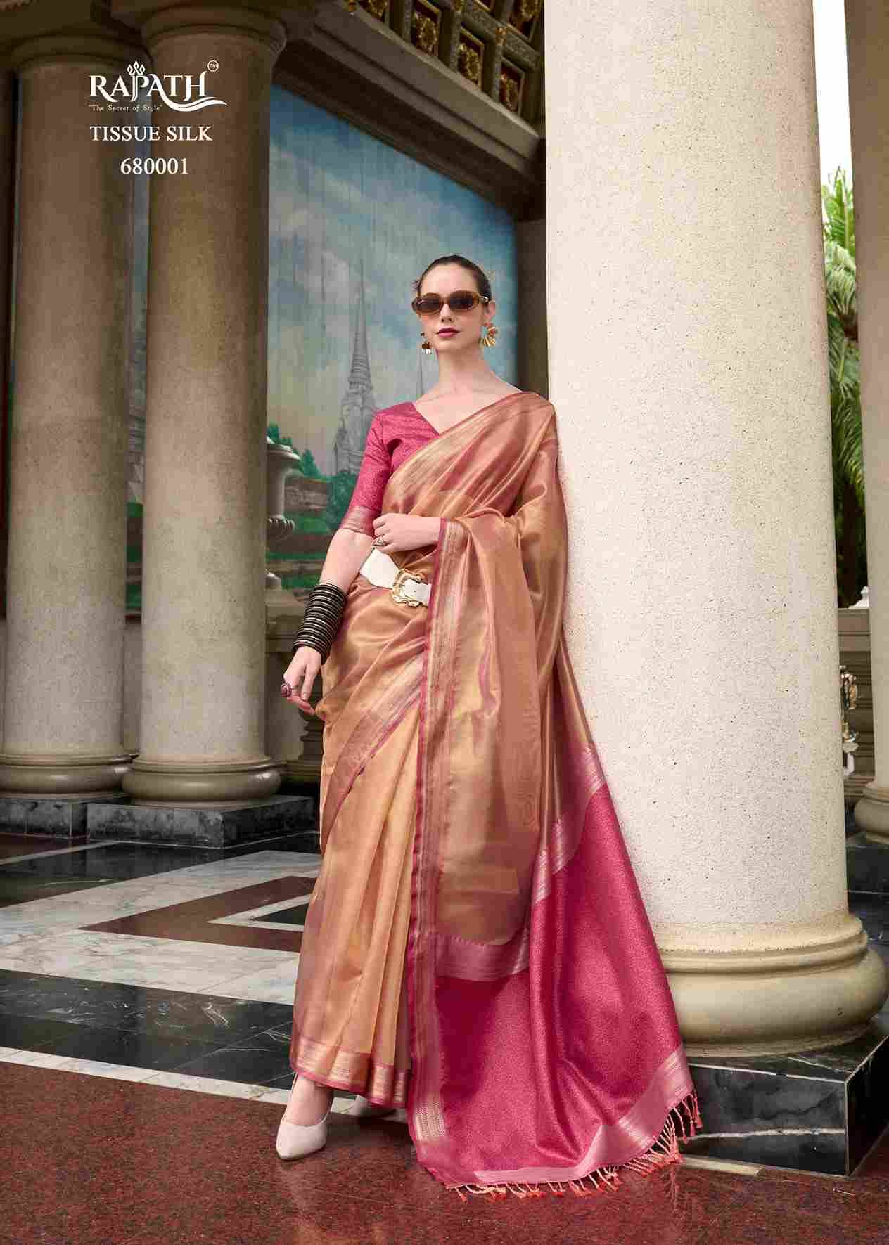 Titan By Rajpath 680001 To 680006 Series Indian Traditional Wear Collection Beautiful Stylish Fancy Colorful Party Wear & Occasional Wear Tissue Silk Sarees At Wholesale Price