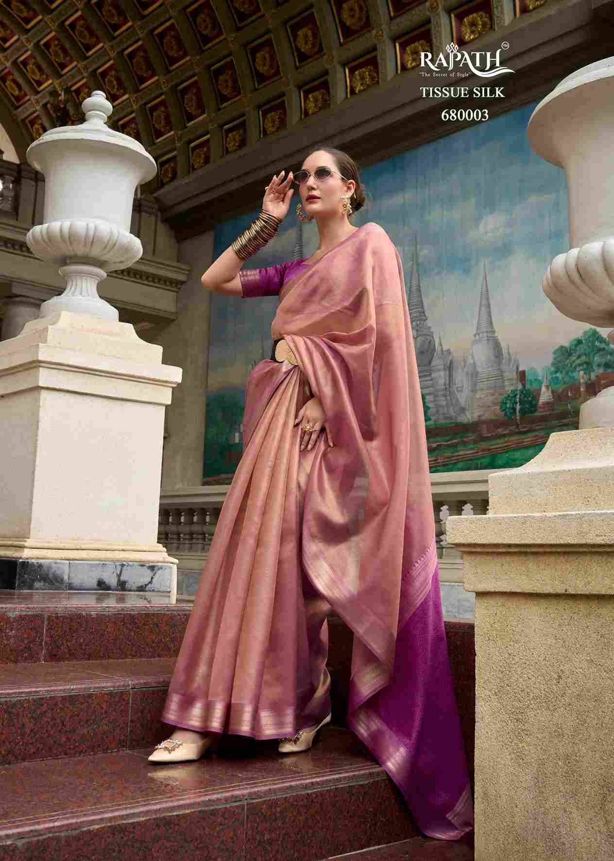 Titan By Rajpath 680001 To 680006 Series Indian Traditional Wear Collection Beautiful Stylish Fancy Colorful Party Wear & Occasional Wear Tissue Silk Sarees At Wholesale Price