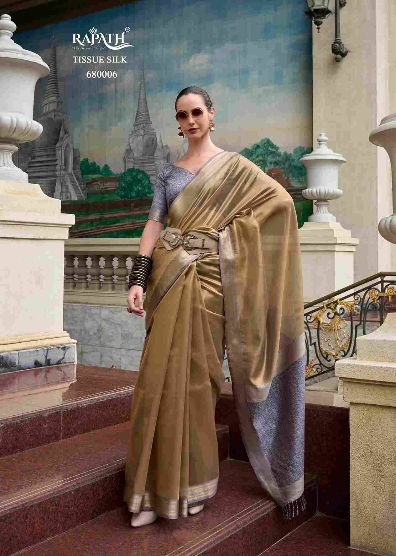 Titan By Rajpath 680001 To 680006 Series Indian Traditional Wear Collection Beautiful Stylish Fancy Colorful Party Wear & Occasional Wear Tissue Silk Sarees At Wholesale Price