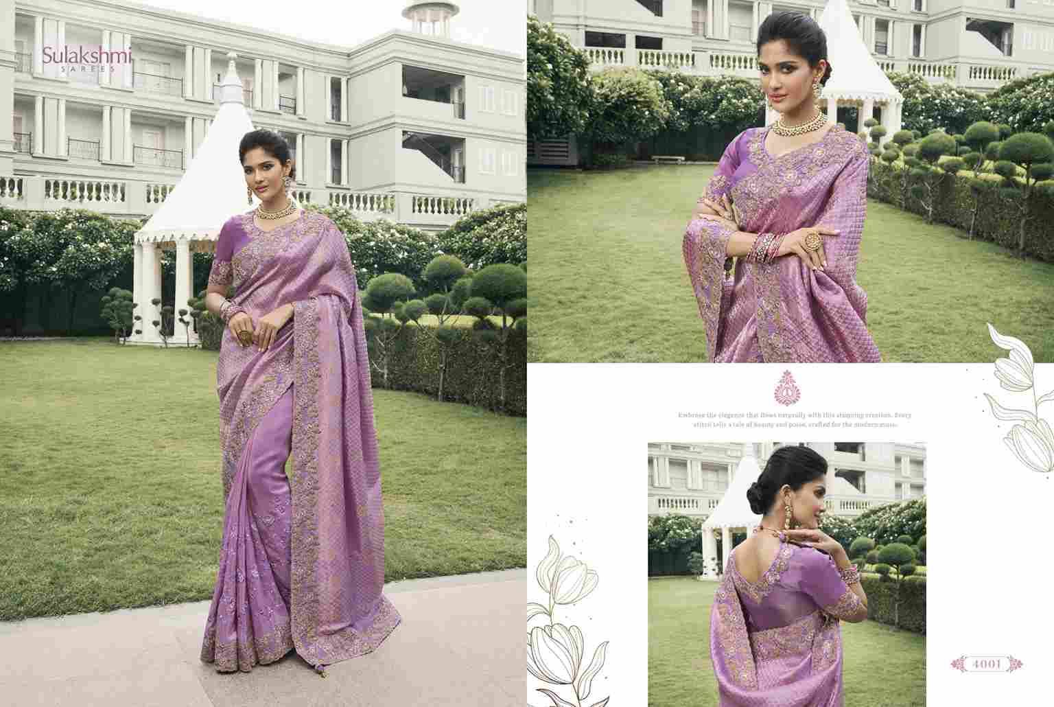 Bridal Heritage By Sulakshmi 4001 To 4012 Series Indian Traditional Wear Collection Beautiful Stylish Fancy Colorful Party Wear & Occasional Wear Tissue Silk Sarees At Wholesale Price