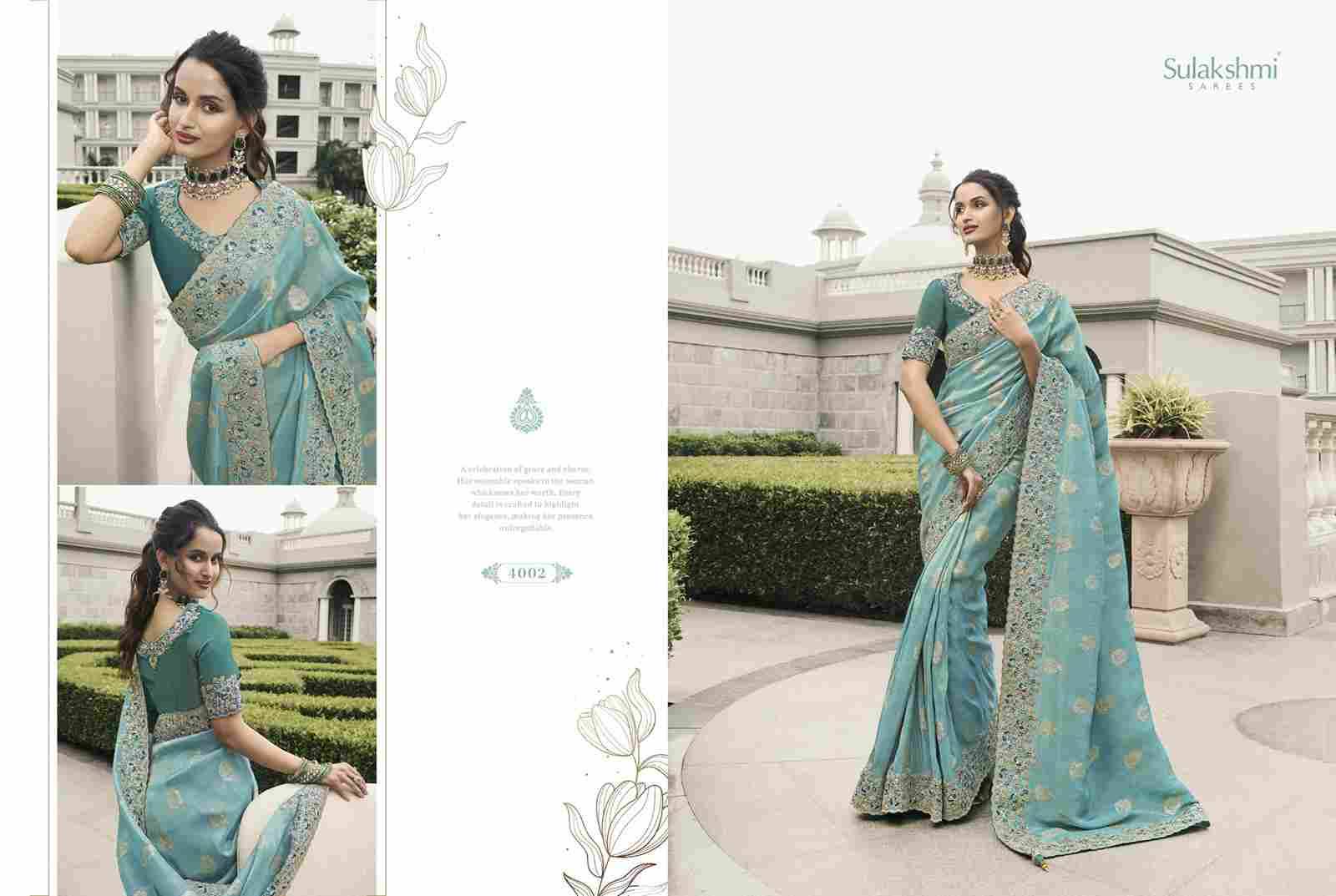 Bridal Heritage By Sulakshmi 4001 To 4012 Series Indian Traditional Wear Collection Beautiful Stylish Fancy Colorful Party Wear & Occasional Wear Tissue Silk Sarees At Wholesale Price