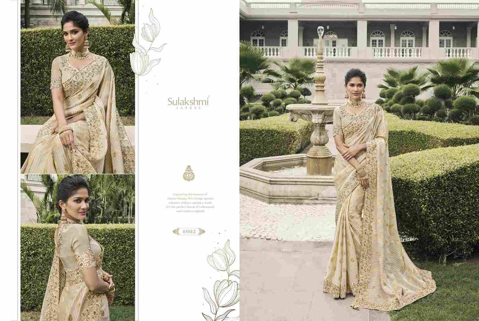 Bridal Heritage By Sulakshmi 4001 To 4012 Series Indian Traditional Wear Collection Beautiful Stylish Fancy Colorful Party Wear & Occasional Wear Tissue Silk Sarees At Wholesale Price