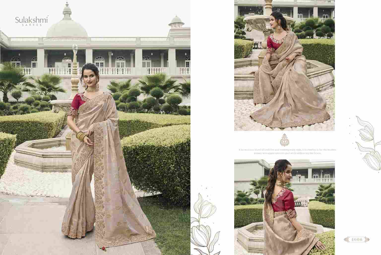 Bridal Heritage By Sulakshmi 4001 To 4012 Series Indian Traditional Wear Collection Beautiful Stylish Fancy Colorful Party Wear & Occasional Wear Tissue Silk Sarees At Wholesale Price