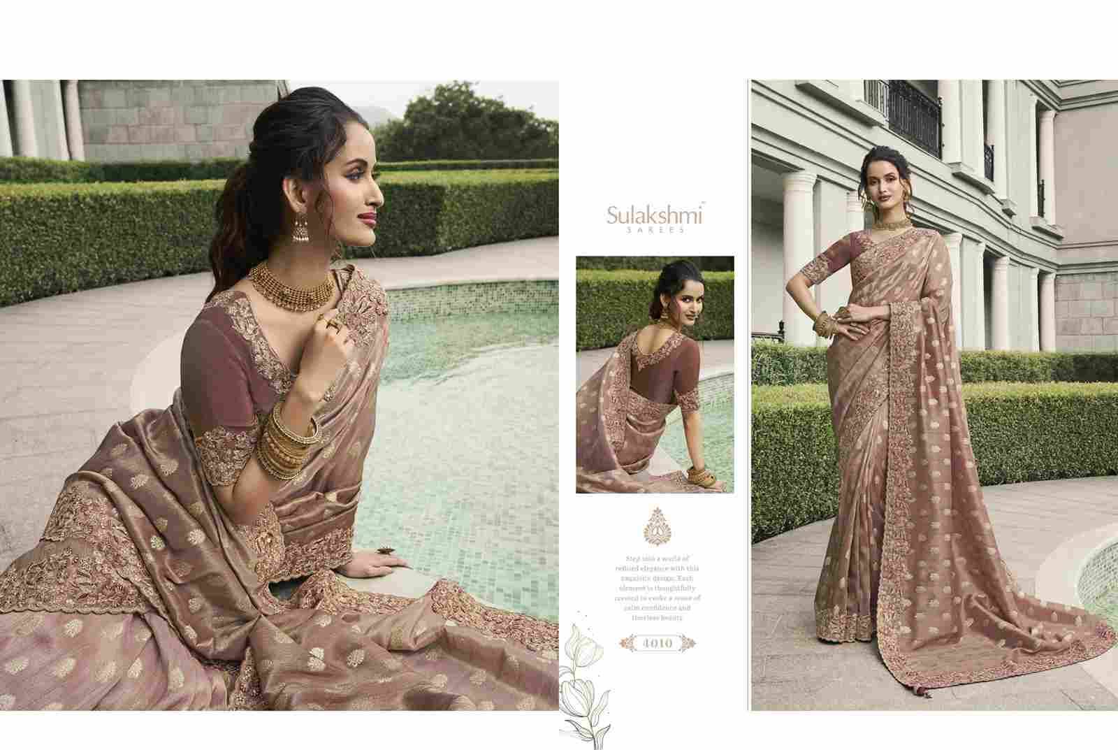 Bridal Heritage By Sulakshmi 4001 To 4012 Series Indian Traditional Wear Collection Beautiful Stylish Fancy Colorful Party Wear & Occasional Wear Tissue Silk Sarees At Wholesale Price