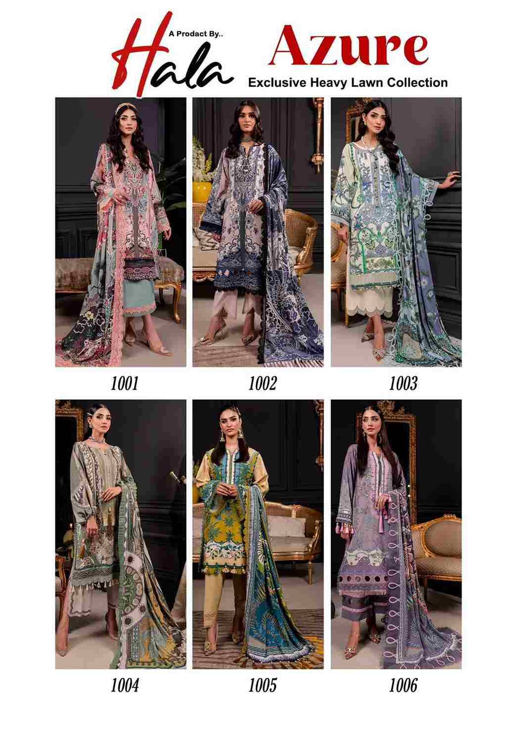 Azure By Hala 1001 To 1006 Series Beautiful Festive Suits Stylish Fancy Colorful Casual Wear & Ethnic Wear Pure Lawn Cotton Digital Print Dresses At Wholesale Price