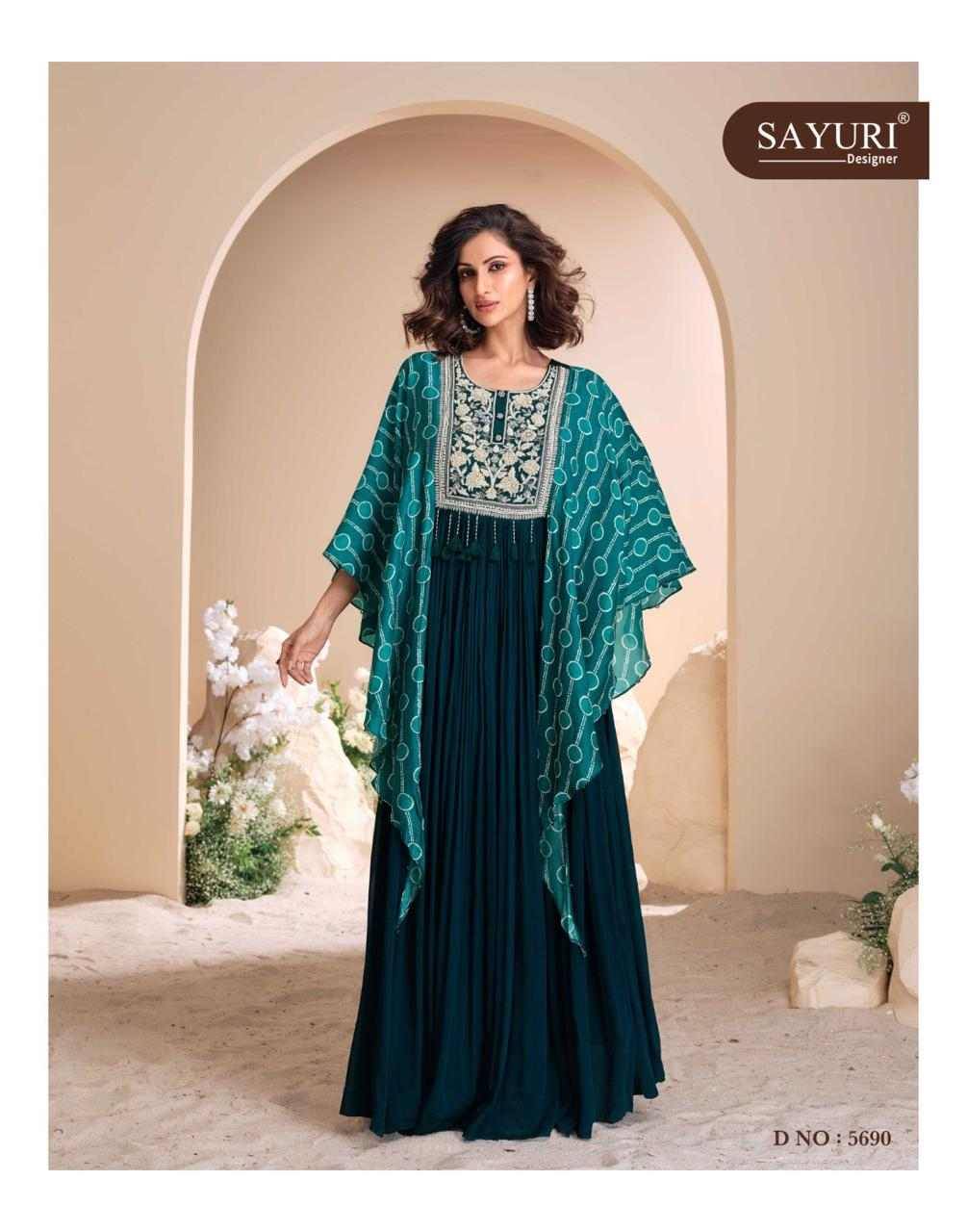 Mohey By Sayuri 5690 To 5692 Series Designer Stylish Fancy Colorful Beautiful Party Wear & Ethnic Wear Collection Chinnon Silk Gown At Wholesale Price