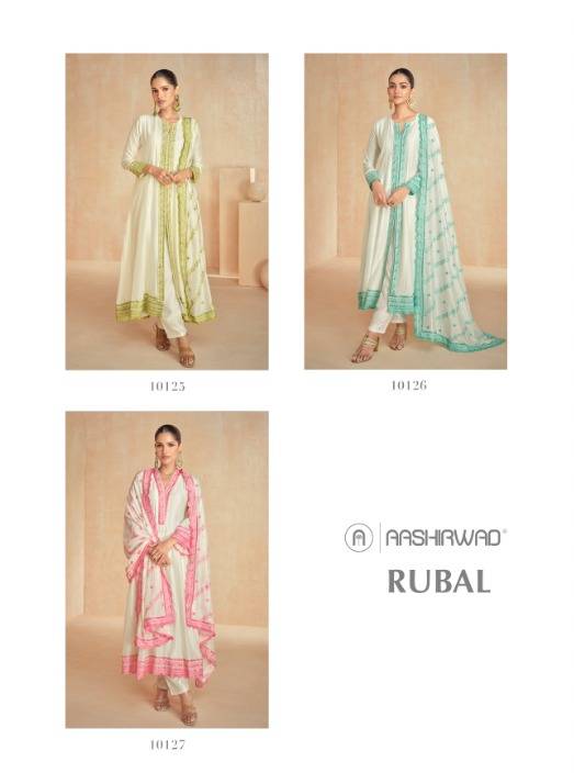 Rubal By Aashirwad Creation 10125 To 10127 Series Beautiful Stylish Festive Suits Fancy Colorful Casual Wear & Ethnic Wear & Ready To Wear Premium Silk Dresses At Wholesale Price