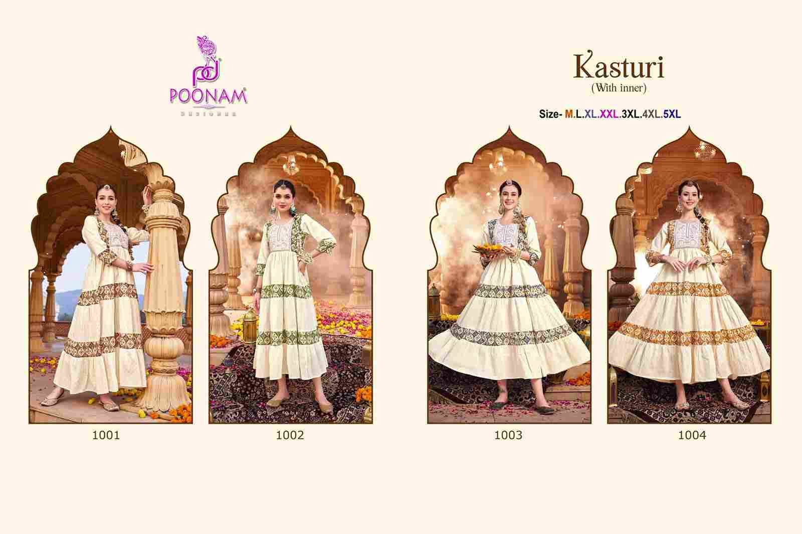 Kasturi By Poonam Designer 1001 To 1004 Series Designer Stylish Fancy Colorful Beautiful Party Wear & Ethnic Wear Collection Cotton Jacquard Gown At Wholesale Price