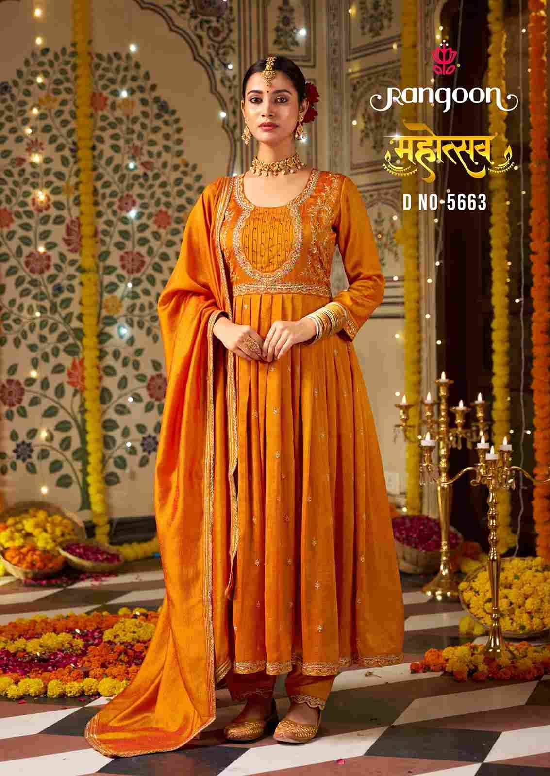 Mahotsav By Rangoon 5661 To 5664 Series Beautiful Stylish Anarkali Suits Fancy Colorful Casual Wear & Ethnic Wear & Ready To Wear Silk With Work Dresses At Wholesale Price