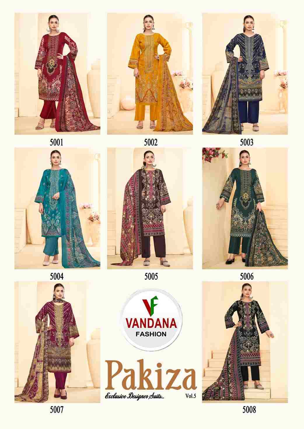 Pakiza Vol-5 By Vandana Fashion 5001 To 5008 Series Beautiful Stylish Festive Suits Fancy Colorful Casual Wear & Ethnic Wear & Ready To Wear Pure Cotton Print Dresses At Wholesale Price