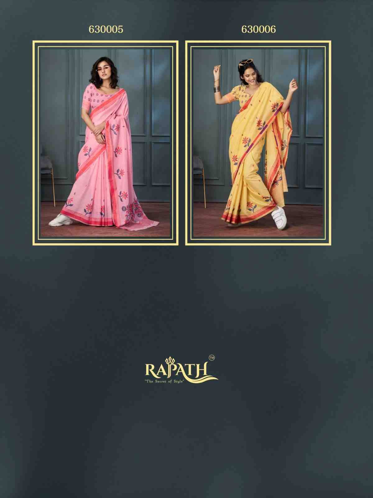 Rolex By Rajpath 630001 To 630006 Series Indian Traditional Wear Collection Beautiful Stylish Fancy Colorful Party Wear & Occasional Wear Handloom Linen Sarees At Wholesale Price