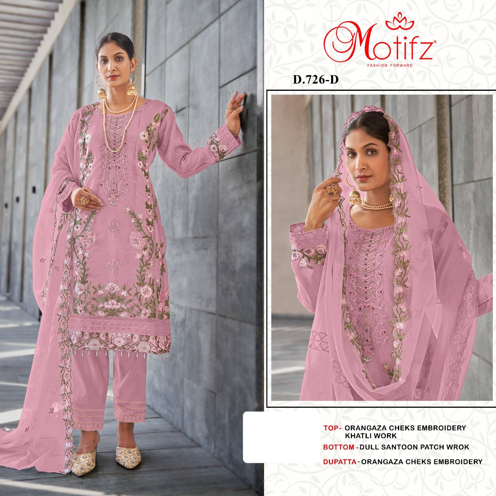 Motifz Hit Design 726 Colours By Motifz 726-A To 726-D Series Beautiful Pakistani Suits Colorful Stylish Fancy Casual Wear & Ethnic Wear Organza Dresses At Wholesale Price