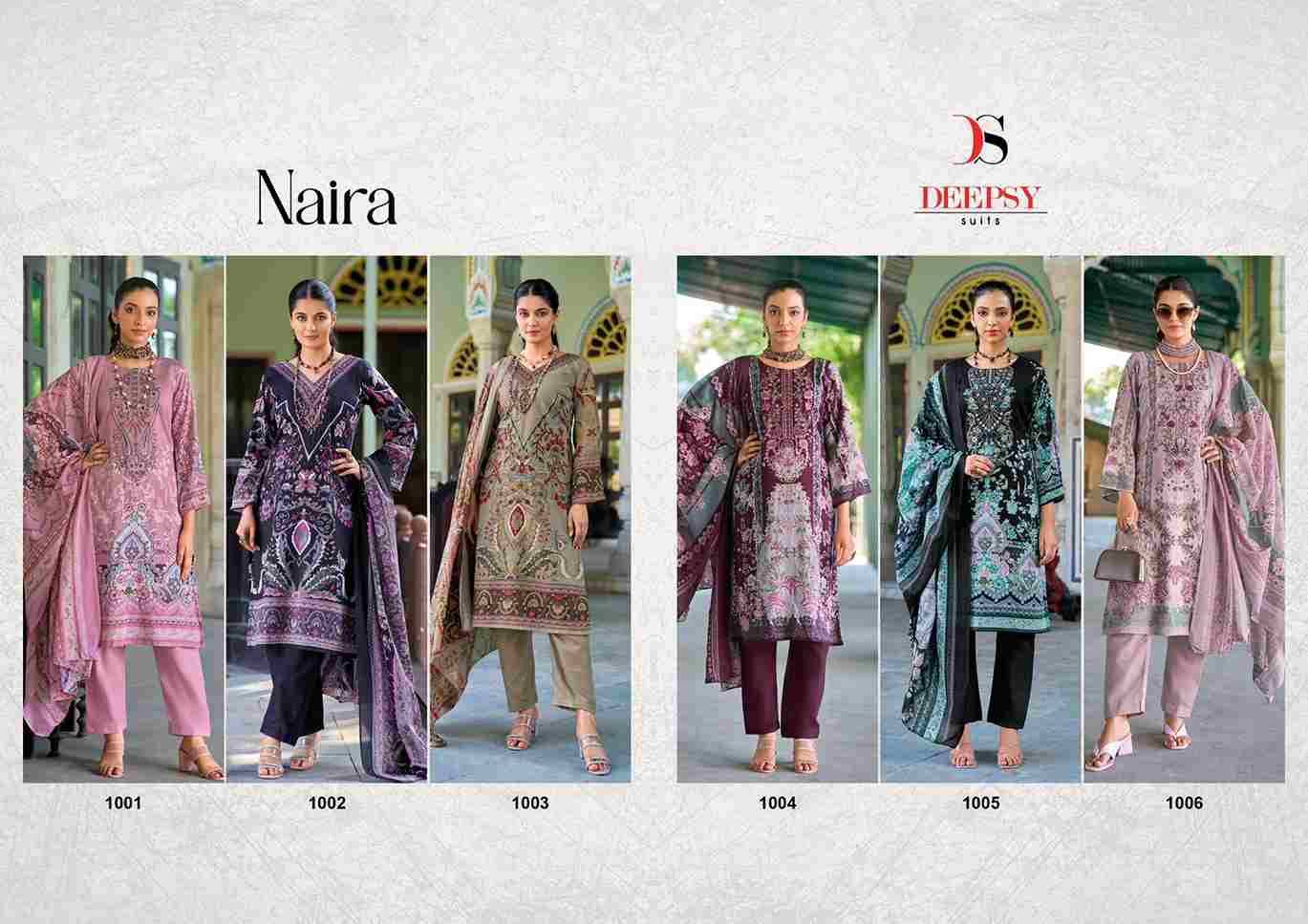 Naira By Deepsy Suits 1001 To 1006 Series Pakistani Stylish Beautiful Colourful Printed & Embroidered Party Wear & Occasional Wear Pure Cotton Dresses At Wholesale Price