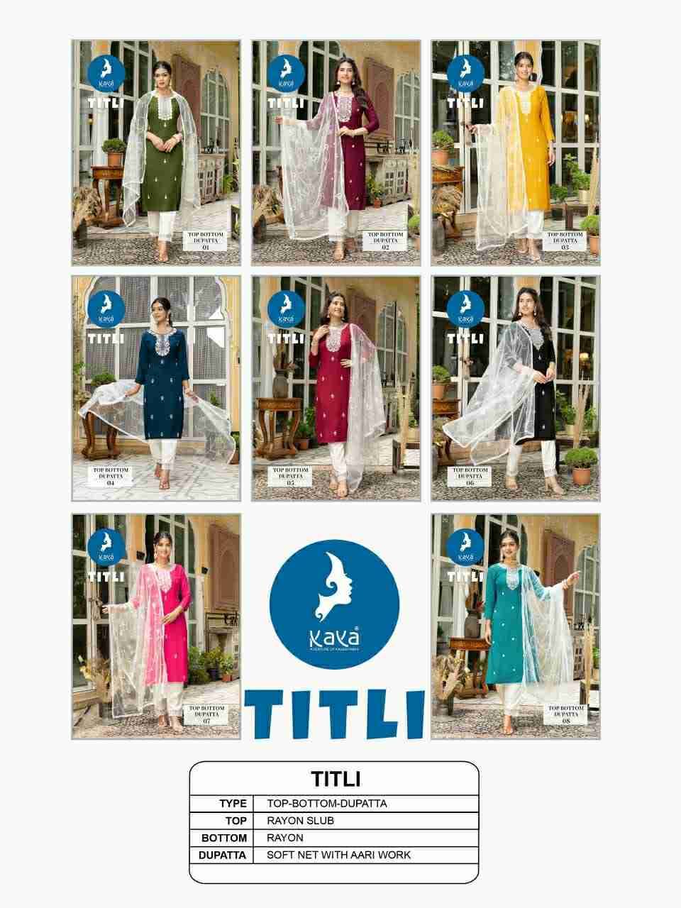 Titli By Kaya 01 To 08 Series Designer Stylish Fancy Colorful Beautiful Party Wear & Ethnic Wear Collection Rayon Slub Dresses At Wholesale Price