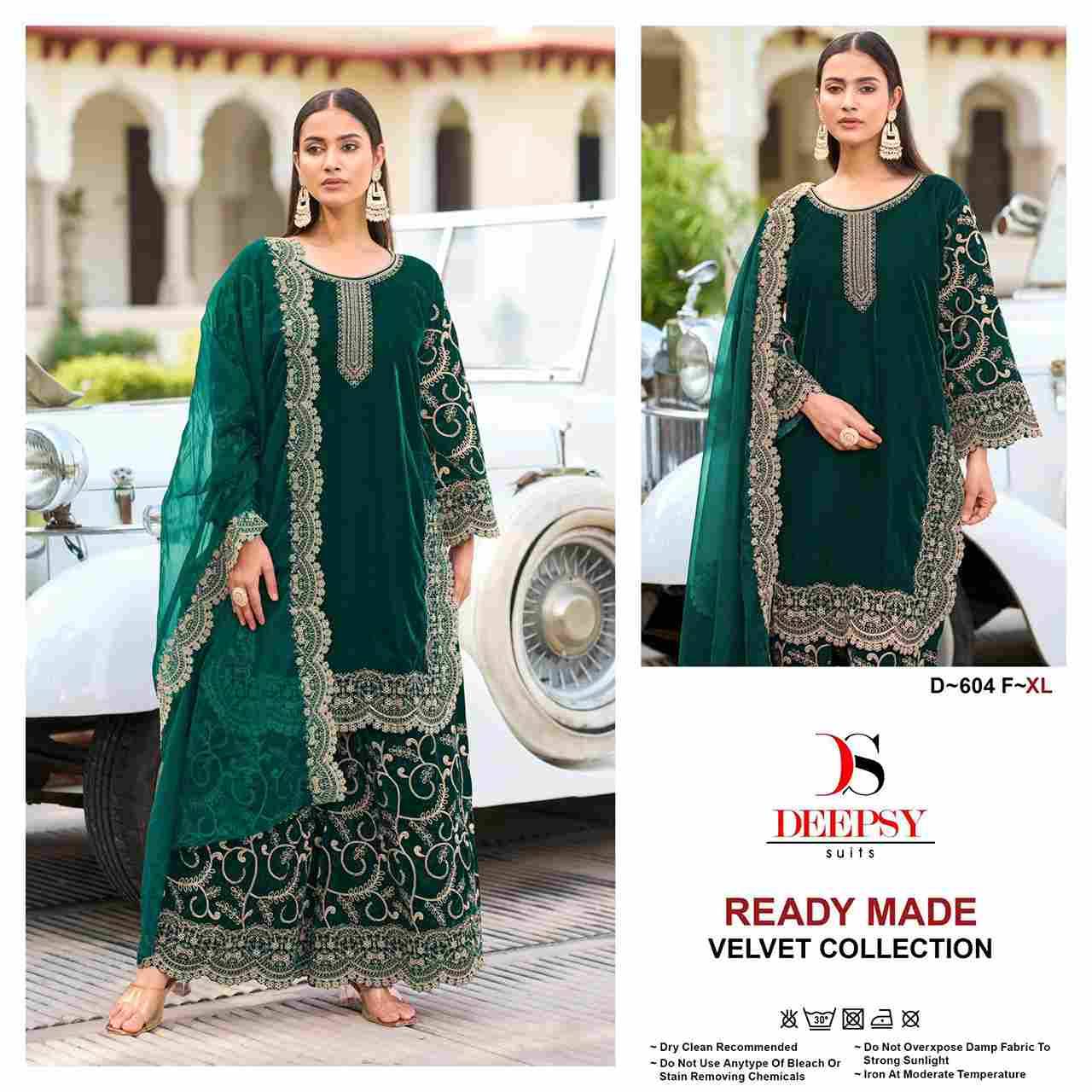 Deepsy Hit Design 604 Colours Vol-2 By Deepsy Suits 604-E To 604-H Series Beautiful Pakistani Suits Colorful Stylish Fancy Casual Wear & Ethnic Wear Pure Velvet Embroidered Dresses At Wholesale Price