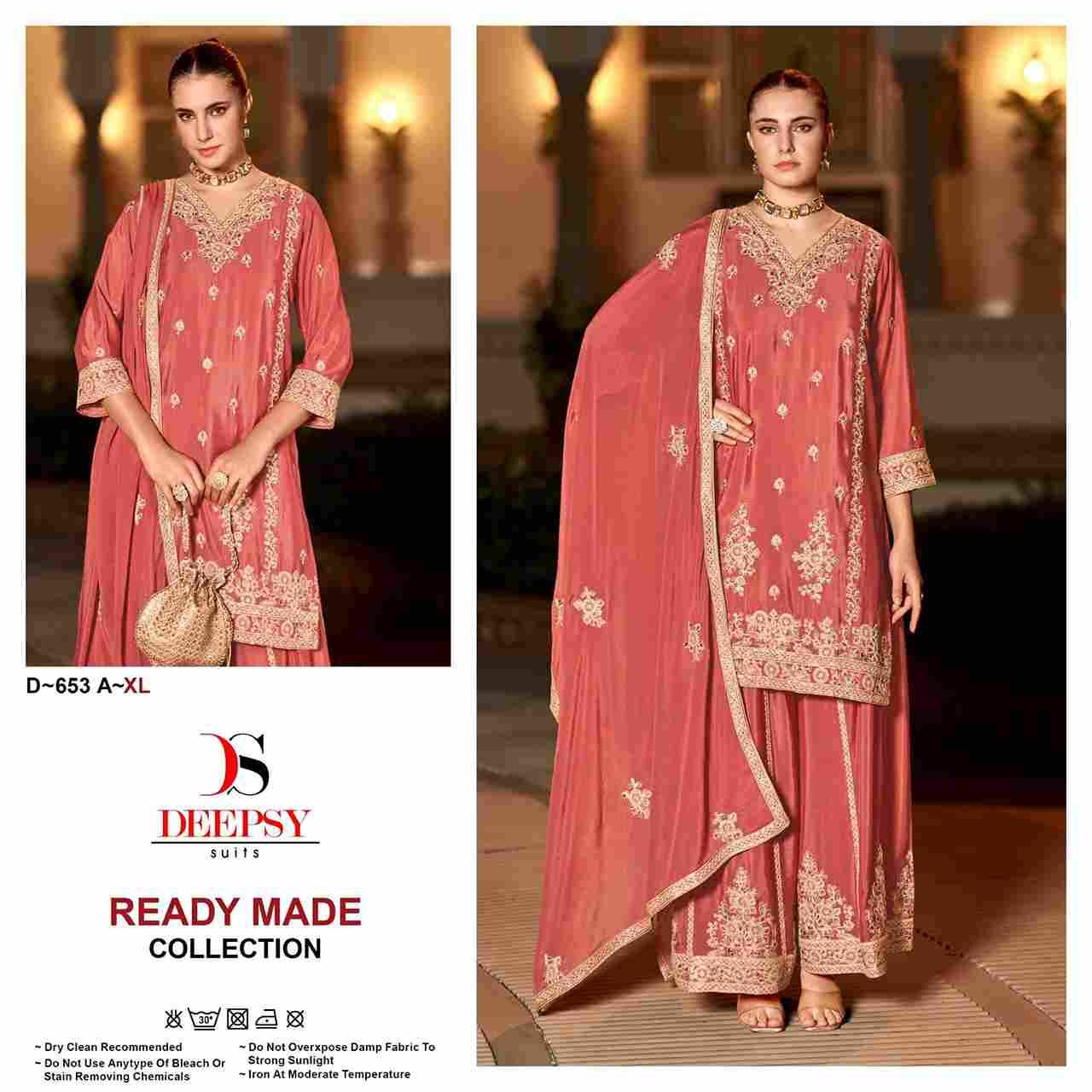 Deepsy Hit Design 653 Colours By Deepsy Suits 653-A To 653-D Series Beautiful Pakistani Suits Colorful Stylish Fancy Casual Wear & Ethnic Wear Pure Chinnon Embroidered Dresses At Wholesale Price