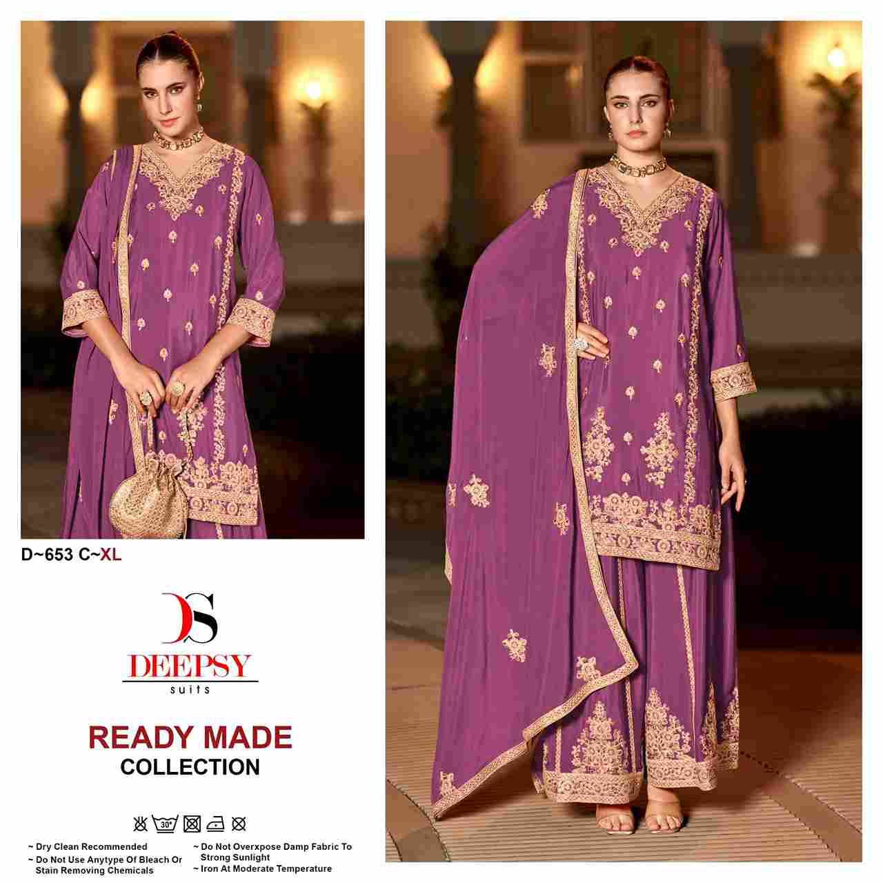 Deepsy Hit Design 653 Colours By Deepsy Suits 653-A To 653-D Series Beautiful Pakistani Suits Colorful Stylish Fancy Casual Wear & Ethnic Wear Pure Chinnon Embroidered Dresses At Wholesale Price