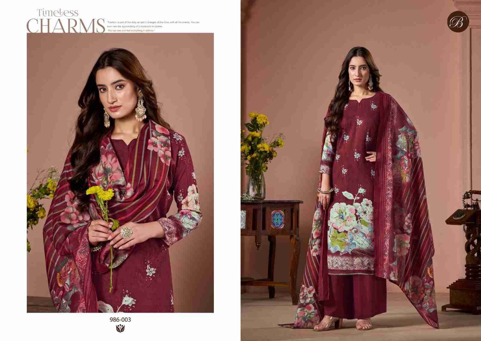 Sabaa By Belliza 986-001 To 986-006 Series Beautiful Festive Suits Stylish Fancy Colorful Casual Wear & Ethnic Wear Pure Viscose Rayon Print Dresses At Wholesale Price