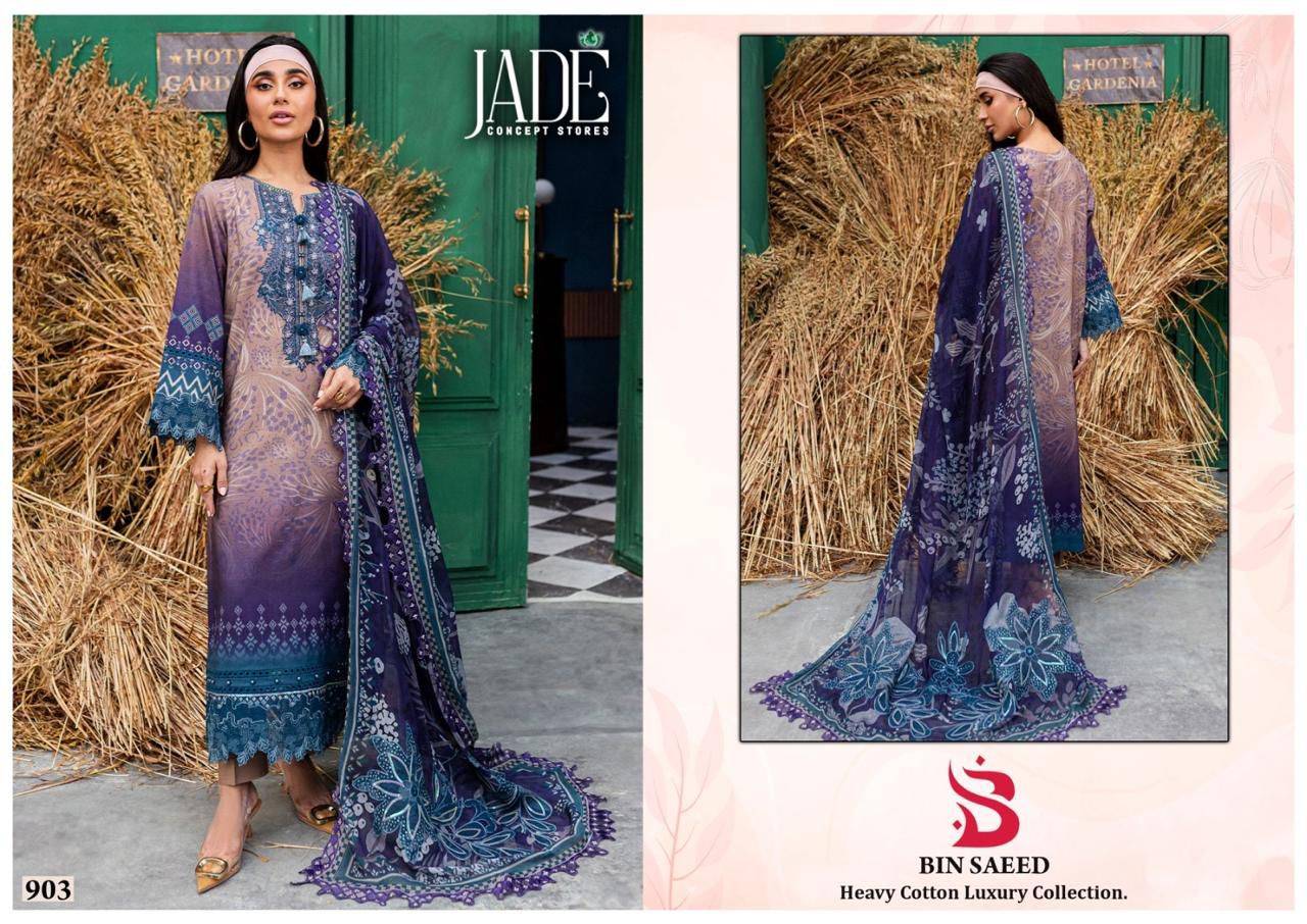 Bin Saeed Vol-9 By Jade 901 To 906 Series Beautiful Festive Suits Stylish Fancy Colorful Casual Wear & Ethnic Wear Pure Lawn Cotton Print Dresses At Wholesale Price