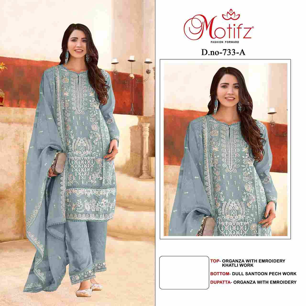 Motifz Hit Design 733 Colours By Motifz 733-A To 733-D Series Beautiful Pakistani Suits Colorful Stylish Fancy Casual Wear & Ethnic Wear Organza Dresses At Wholesale Price