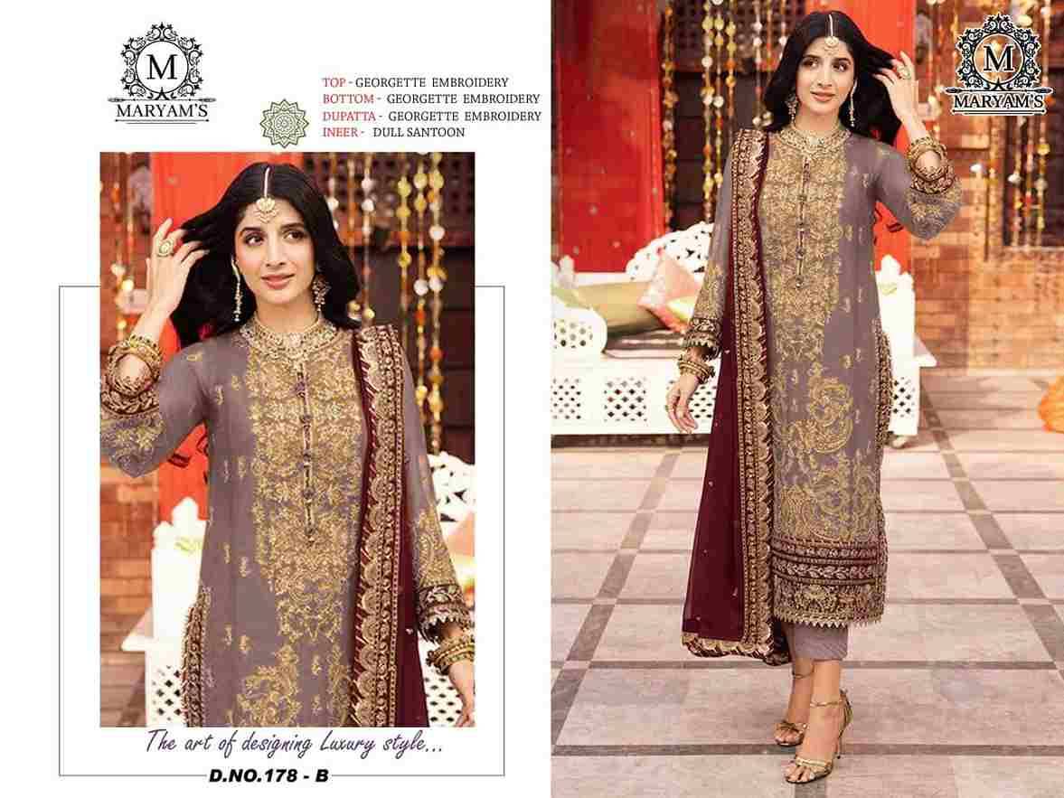 Maryams 179 Colours By Maryams 179-A To 179-D Series Pakistani Suits Beautiful Fancy Colorful Stylish Party Wear & Occasional Wear Georgette Embroidery Dresses At Wholesale Price