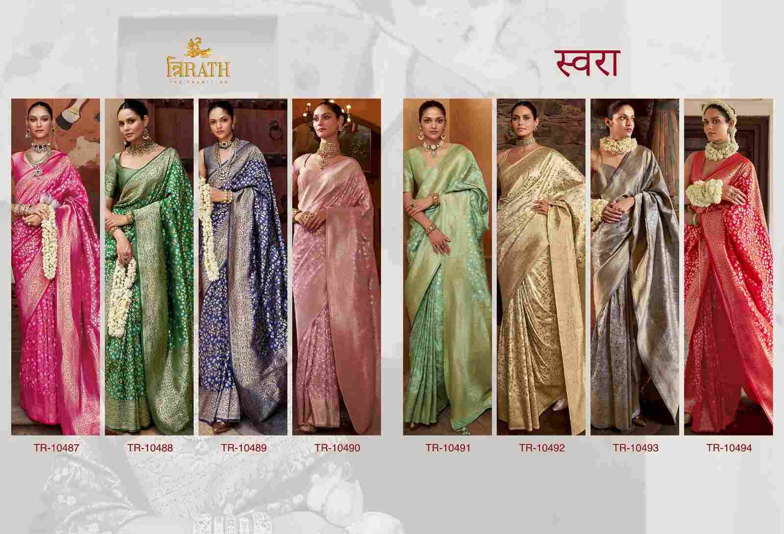 Swara By Trirath 10487 To 10494 Series Indian Traditional Wear Collection Beautiful Stylish Fancy Colorful Party Wear & Occasional Wear Banarasi Silk Sarees At Wholesale Price