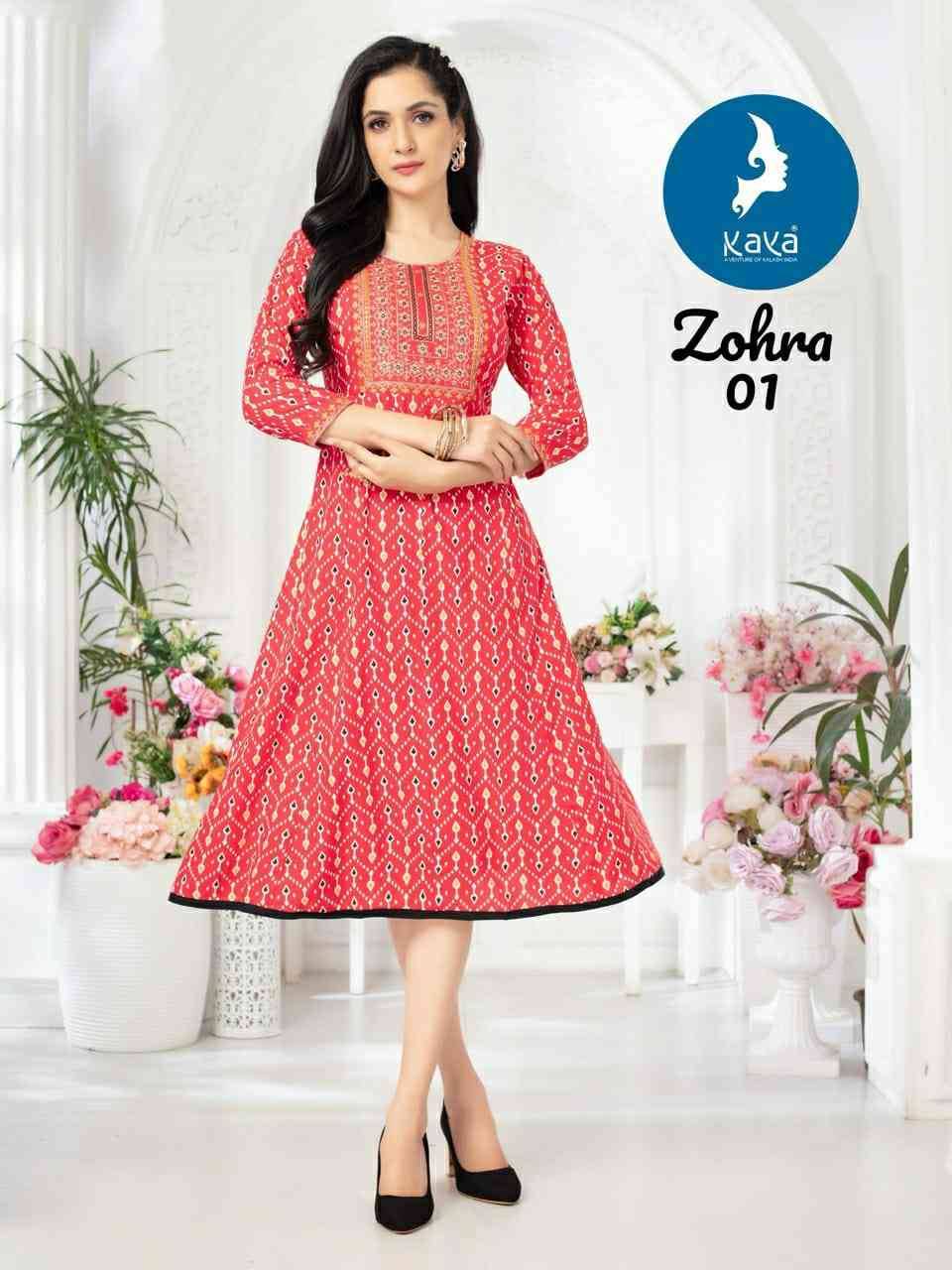 Zohra By Kaya 01 To 08 Series Designer Stylish Fancy Colorful Beautiful Party Wear & Ethnic Wear Collection Rayon Foil Kurtis At Wholesale Price