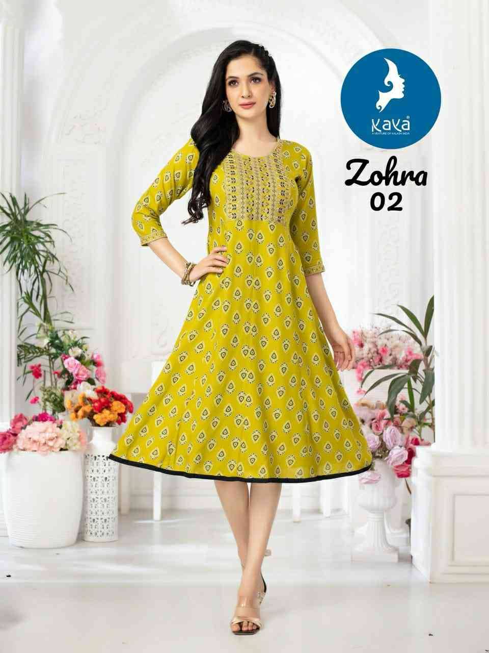 Zohra By Kaya 01 To 08 Series Designer Stylish Fancy Colorful Beautiful Party Wear & Ethnic Wear Collection Rayon Foil Kurtis At Wholesale Price