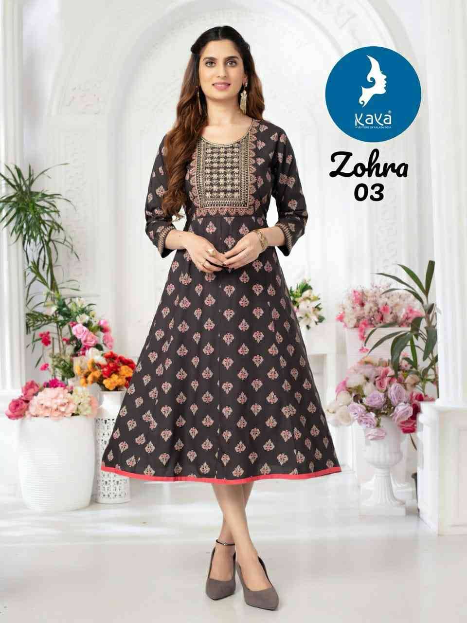 Zohra By Kaya 01 To 08 Series Designer Stylish Fancy Colorful Beautiful Party Wear & Ethnic Wear Collection Rayon Foil Kurtis At Wholesale Price