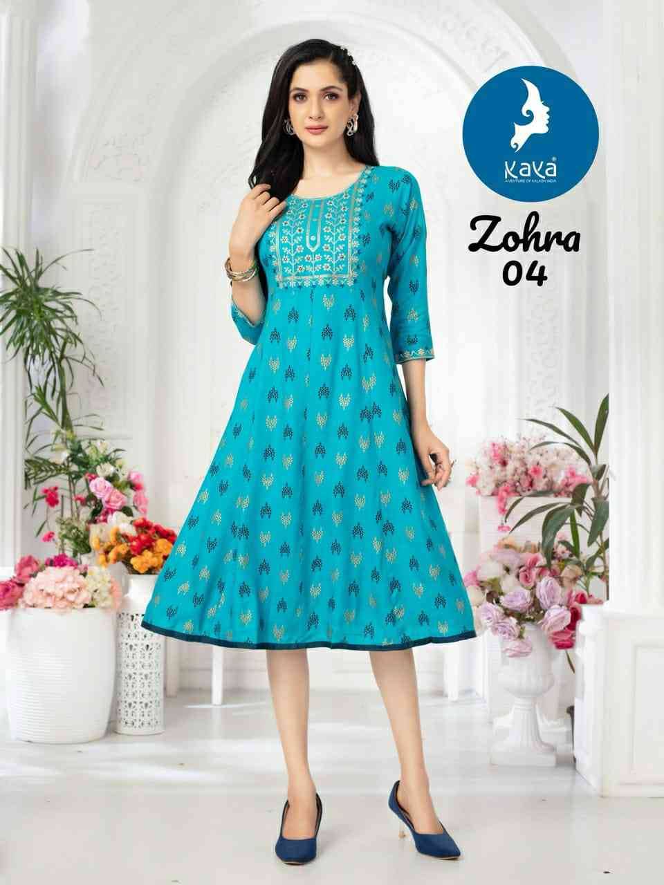 Zohra By Kaya 01 To 08 Series Designer Stylish Fancy Colorful Beautiful Party Wear & Ethnic Wear Collection Rayon Foil Kurtis At Wholesale Price