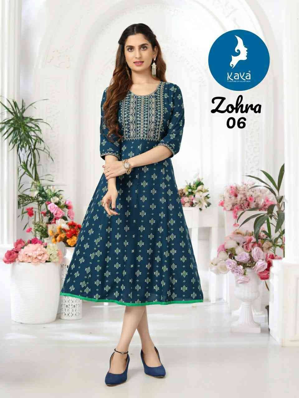 Zohra By Kaya 01 To 08 Series Designer Stylish Fancy Colorful Beautiful Party Wear & Ethnic Wear Collection Rayon Foil Kurtis At Wholesale Price