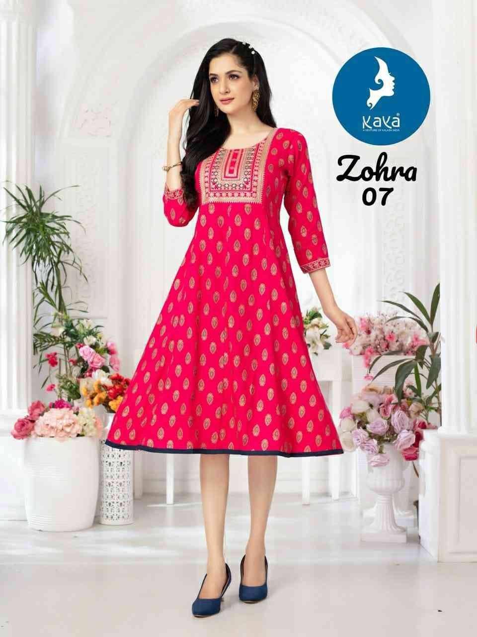 Zohra By Kaya 01 To 08 Series Designer Stylish Fancy Colorful Beautiful Party Wear & Ethnic Wear Collection Rayon Foil Kurtis At Wholesale Price