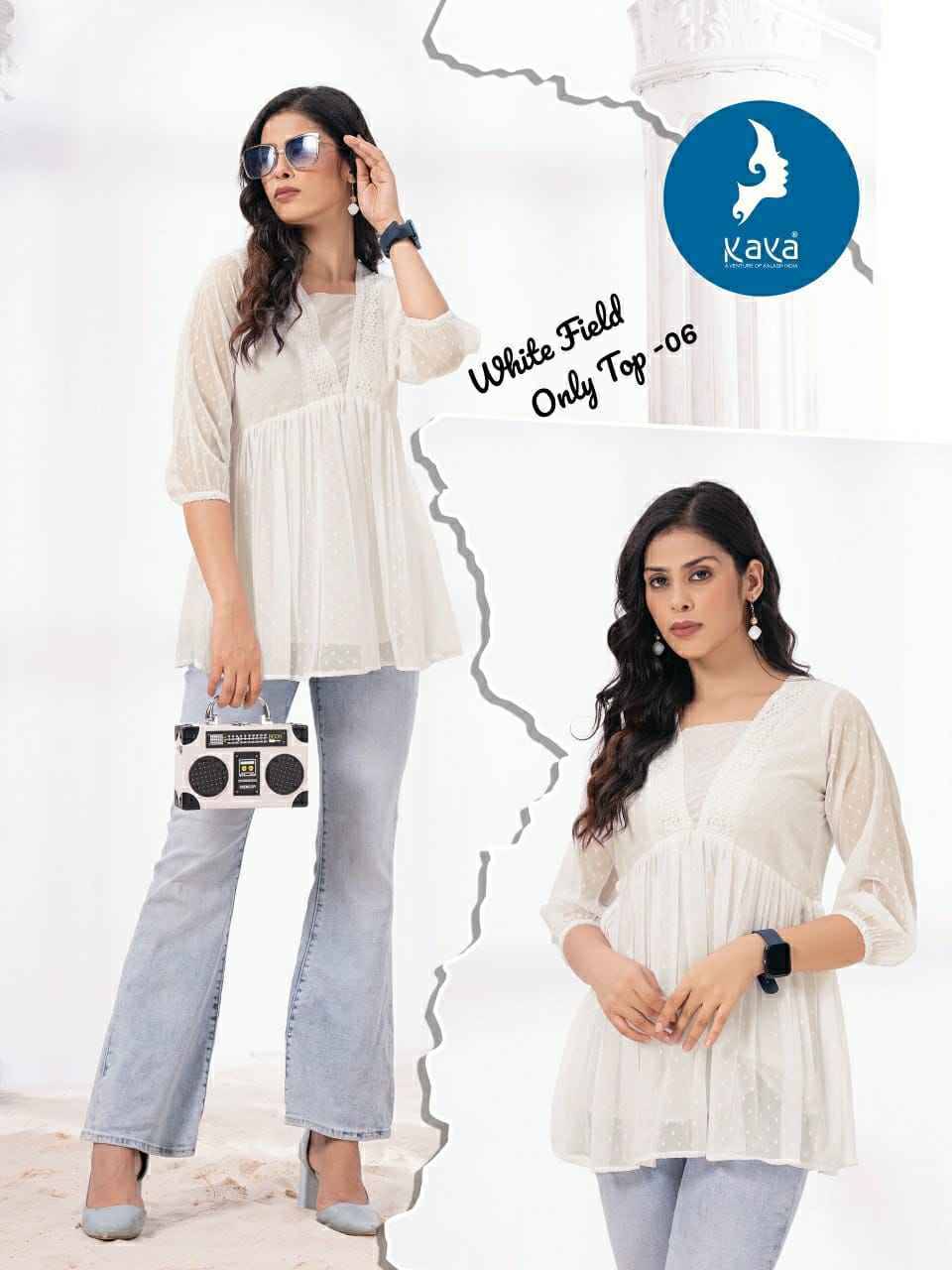 White Field By Kaya 01 To 08 Series Designer Stylish Fancy Colorful Beautiful Party Wear & Ethnic Wear Collection Georgette Tops At Wholesale Price