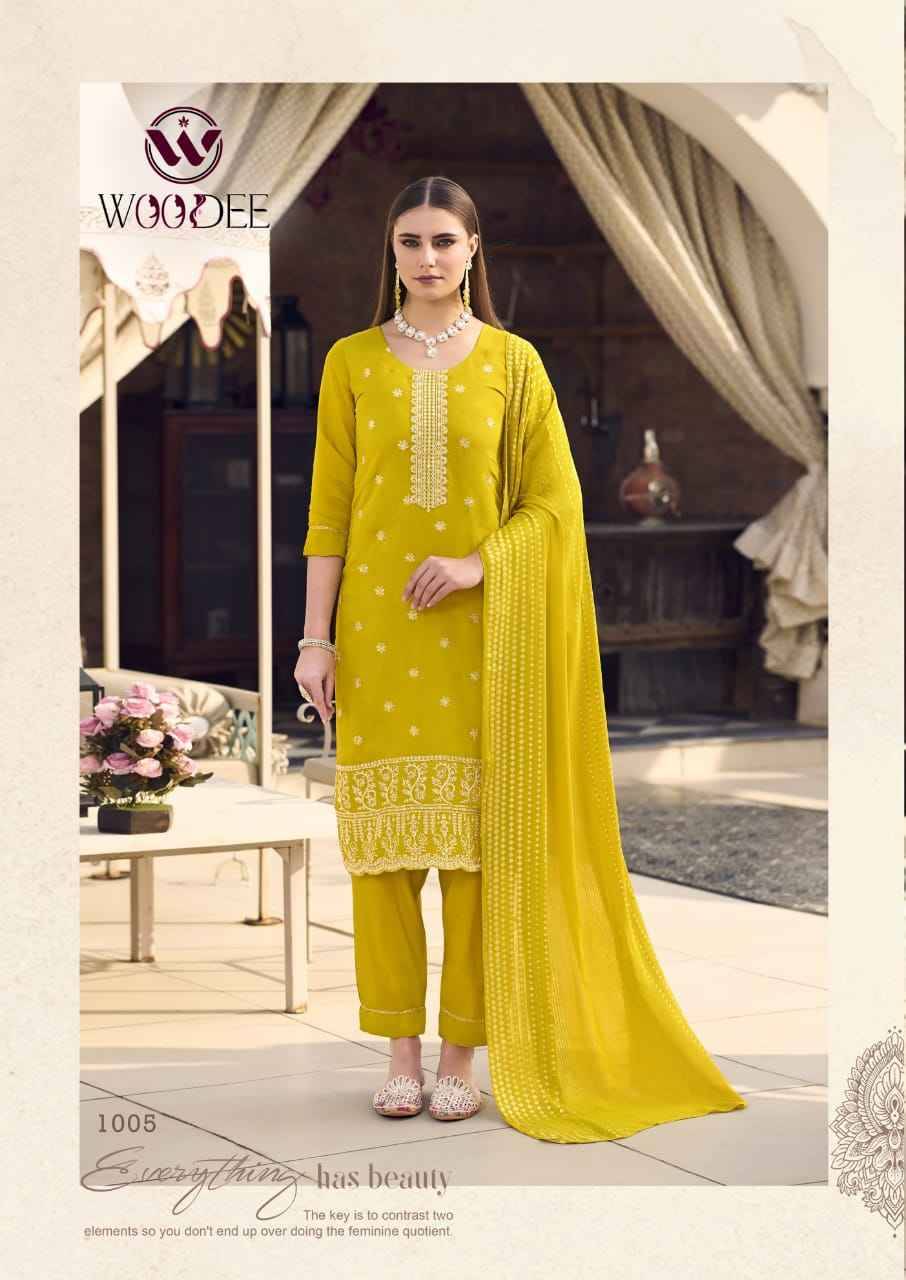 Raashi By Woodee 1001 To 1006 Series Beautiful Festive Suits Colorful Stylish Fancy Casual Wear & Ethnic Wear Viscose Silk Dresses At Wholesale Price