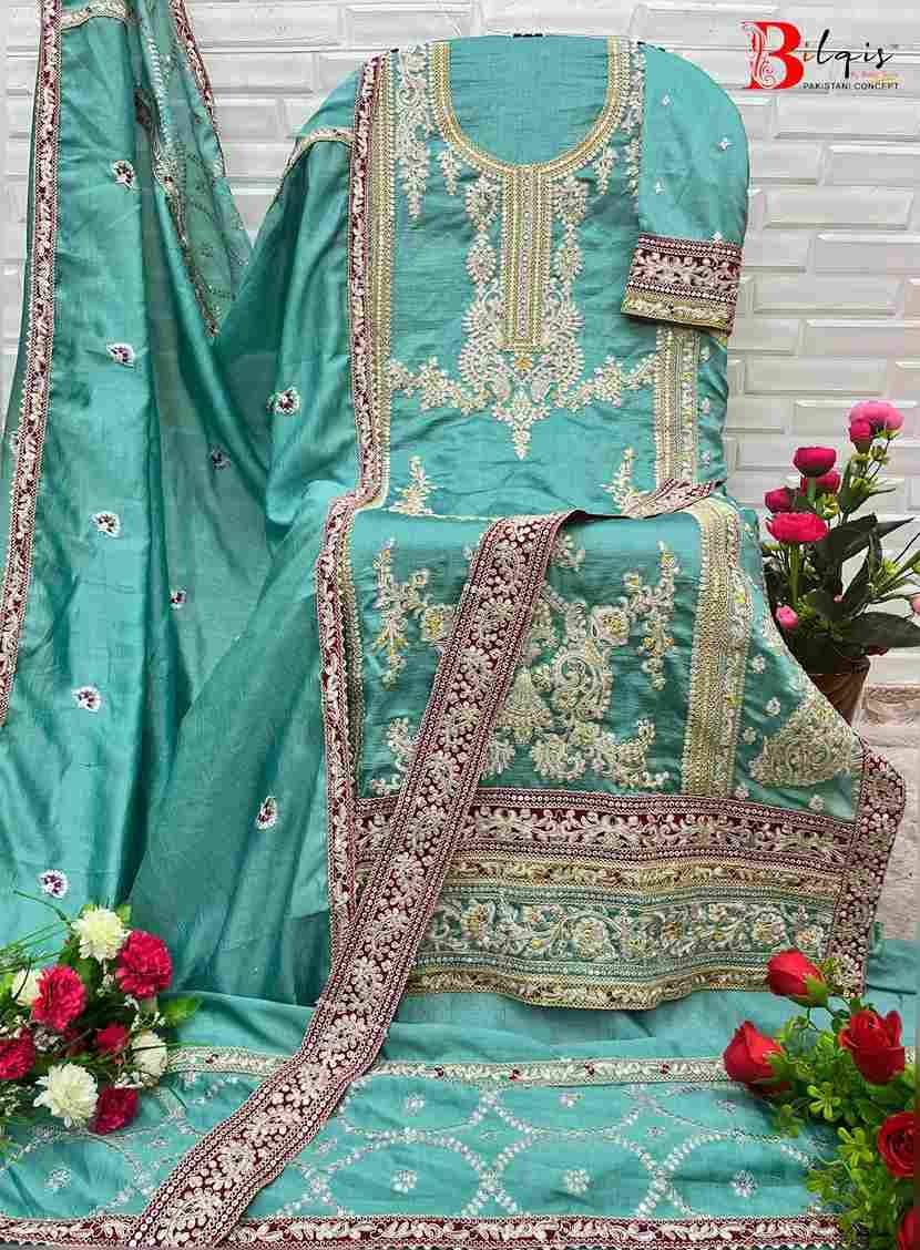 Bilqis 104 Colours By Bilqis 104-A To 104-C Series Beautiful Pakistani Suits Stylish Fancy Colorful Party Wear & Occasional Wear Vichitra Embroidery Dresses At Wholesale Price