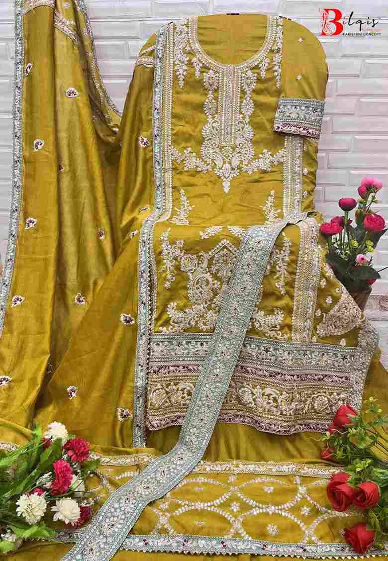 Bilqis 104 Colours By Bilqis 104-A To 104-C Series Beautiful Pakistani Suits Stylish Fancy Colorful Party Wear & Occasional Wear Vichitra Embroidery Dresses At Wholesale Price