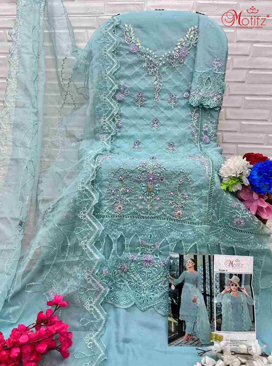 Motifz Hit Design 668 Colours By Motifz 668-A To 668-D Series Beautiful Pakistani Suits Colorful Stylish Fancy Casual Wear & Ethnic Wear Organza Dresses At Wholesale Price