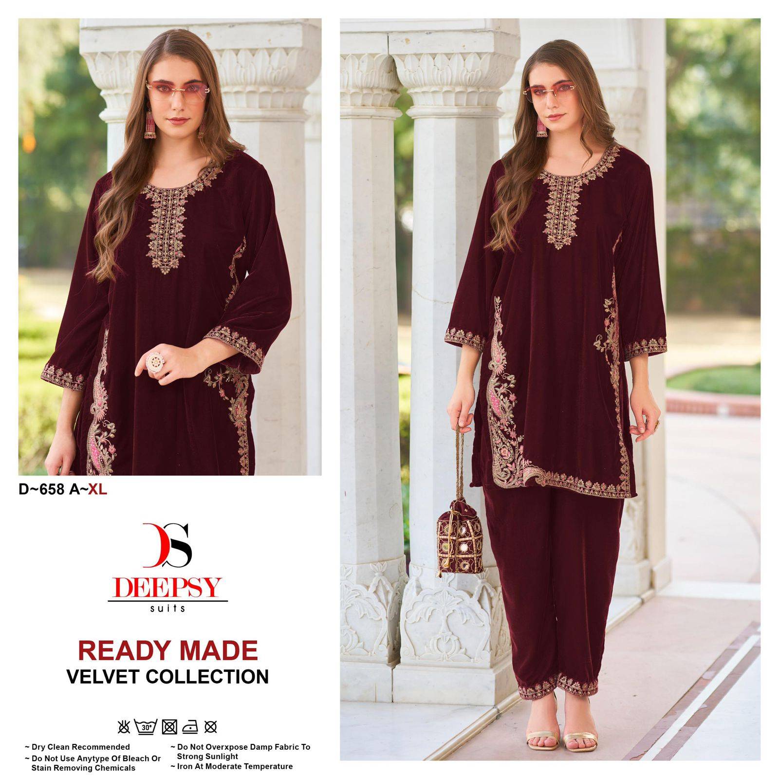 Deepsy Hit Design 658 Colours By Deepsy Suits 658-A To 658-D Series Designer Pakistani Suits Collection Beautiful Stylish Fancy Colorful Party Wear & Occasional Wear Velvet Kurtis With Bottom At Wholesale Price