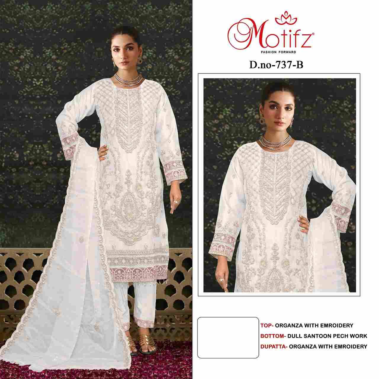 Motifz Hit Design 737 Colours By Motifz 737-A To 737-D Series Beautiful Pakistani Suits Colorful Stylish Fancy Casual Wear & Ethnic Wear Organza Dresses At Wholesale Price