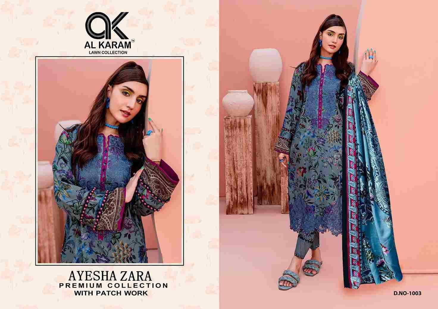 Ayesha Zara By Al Karam Lawn Collection 1001 To 1004 Series Beautiful Pakistani Suits Stylish Fancy Colorful Casual Wear & Ethnic Wear Pure Cotton Print Dresses At Wholesale Price