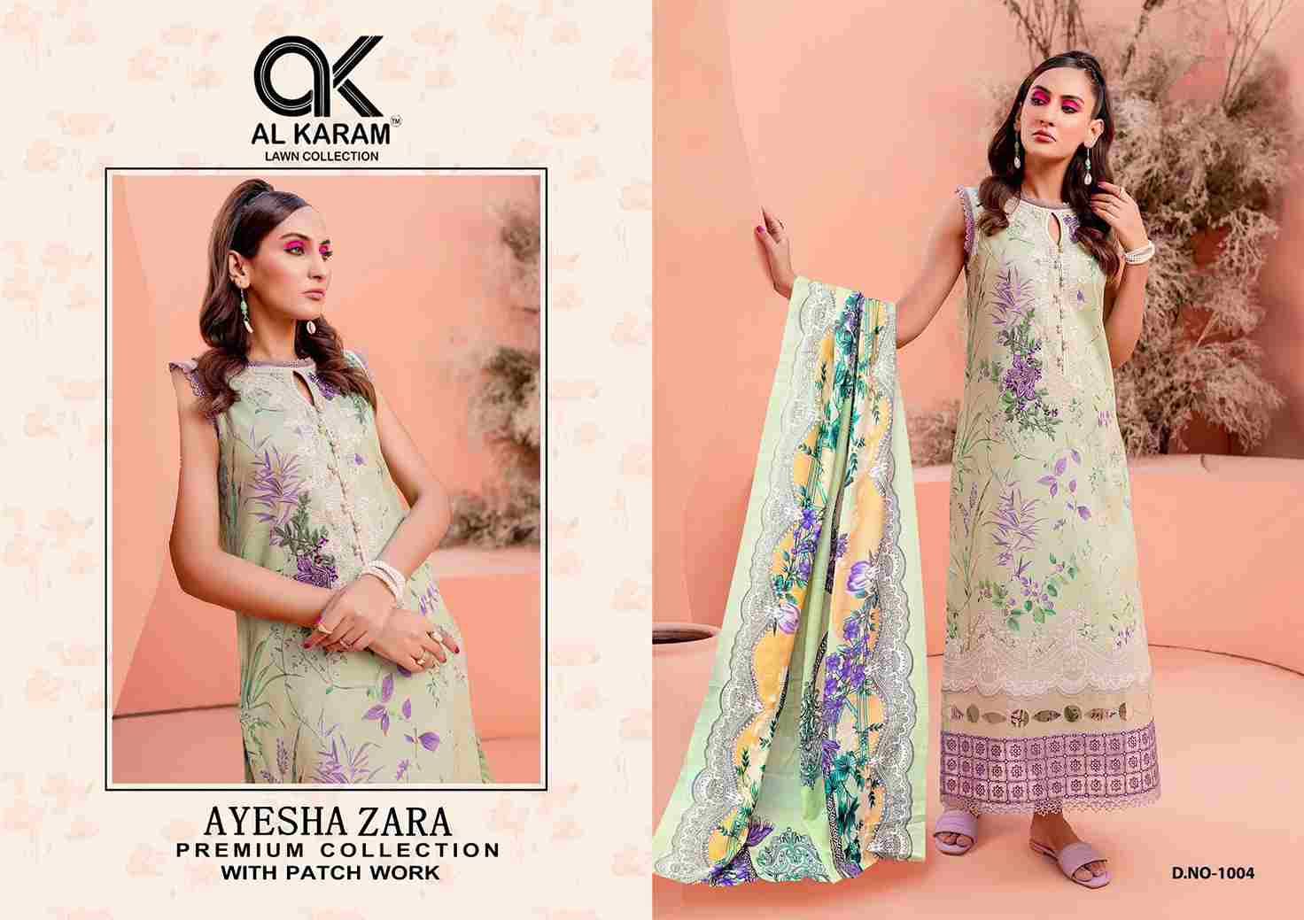 Ayesha Zara By Al Karam Lawn Collection 1001 To 1004 Series Beautiful Pakistani Suits Stylish Fancy Colorful Casual Wear & Ethnic Wear Pure Cotton Print Dresses At Wholesale Price