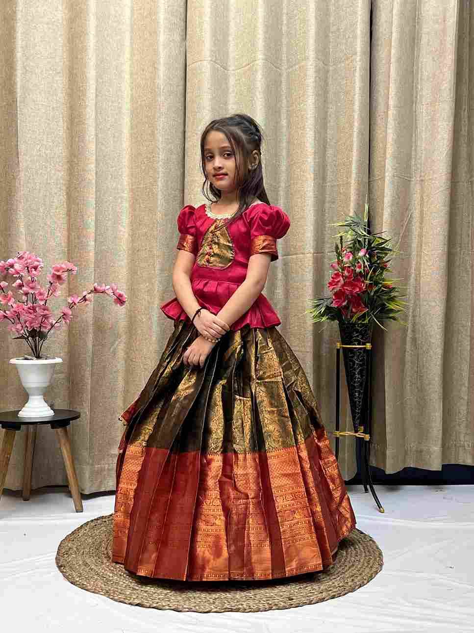 Kids Lehenga Vol-6 By Fashid Wholesale 01 To 06 Series Designer Beautiful Collection Occasional Wear & Party Wear Lichi Silk Lehengas At Wholesale Price