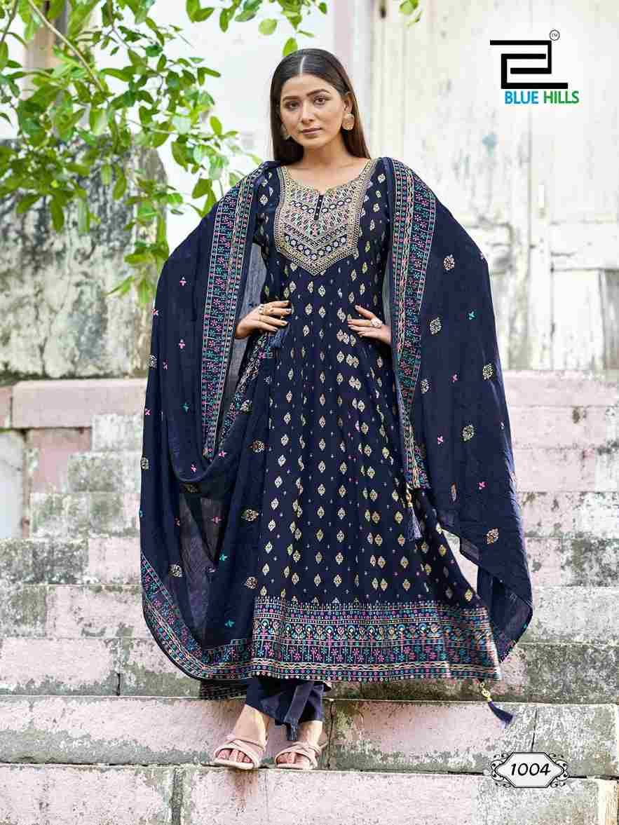 Samaira By Blue Hills 1001 To 1004 Series Beautiful Stylish Festive Suits Fancy Colorful Casual Wear & Ethnic Wear & Ready To Wear Rayon With Work Dresses At Wholesale Price