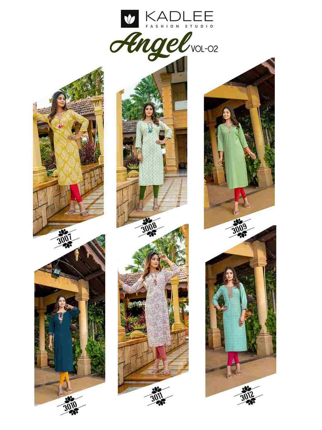 Angel Vol-2 By Kadlee 3007 To 3012 Series Designer Stylish Fancy Colorful Beautiful Party Wear & Ethnic Wear Collection Rayon Print Kurtis At Wholesale Price