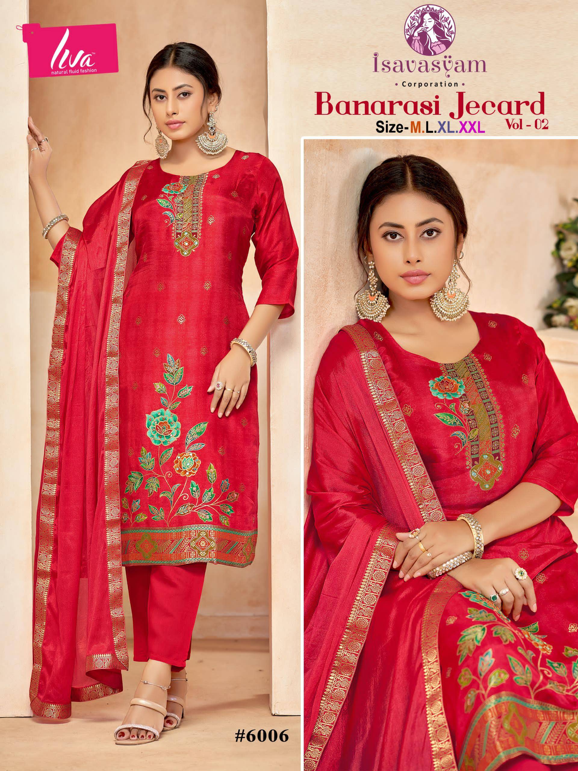 Banarasi Jacquard Vol-2 By Isavasyam 2001 To 2006 Series Beautiful Stylish Festive Suits Fancy Colorful Casual Wear & Ethnic Wear & Ready To Wear Dola Silk With Work Dresses At Wholesale Price